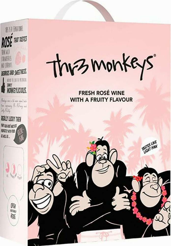 Thr3 Monkeys Fresh & Fruity Rosé hanapakkaus
