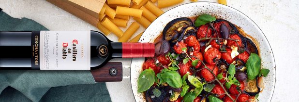 Casillero del Diablo ja munakoiso-tomaattipasta